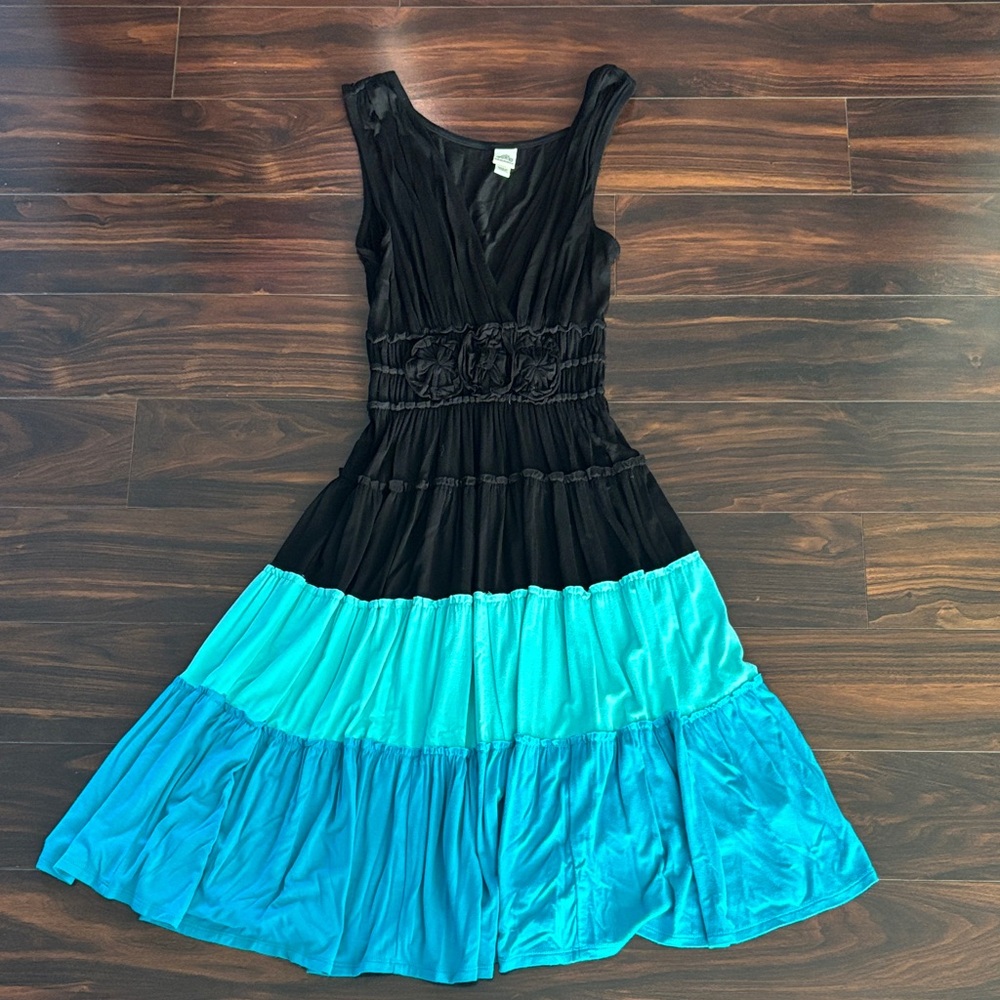 Signature by Sangria Black and Blue Midi Dress